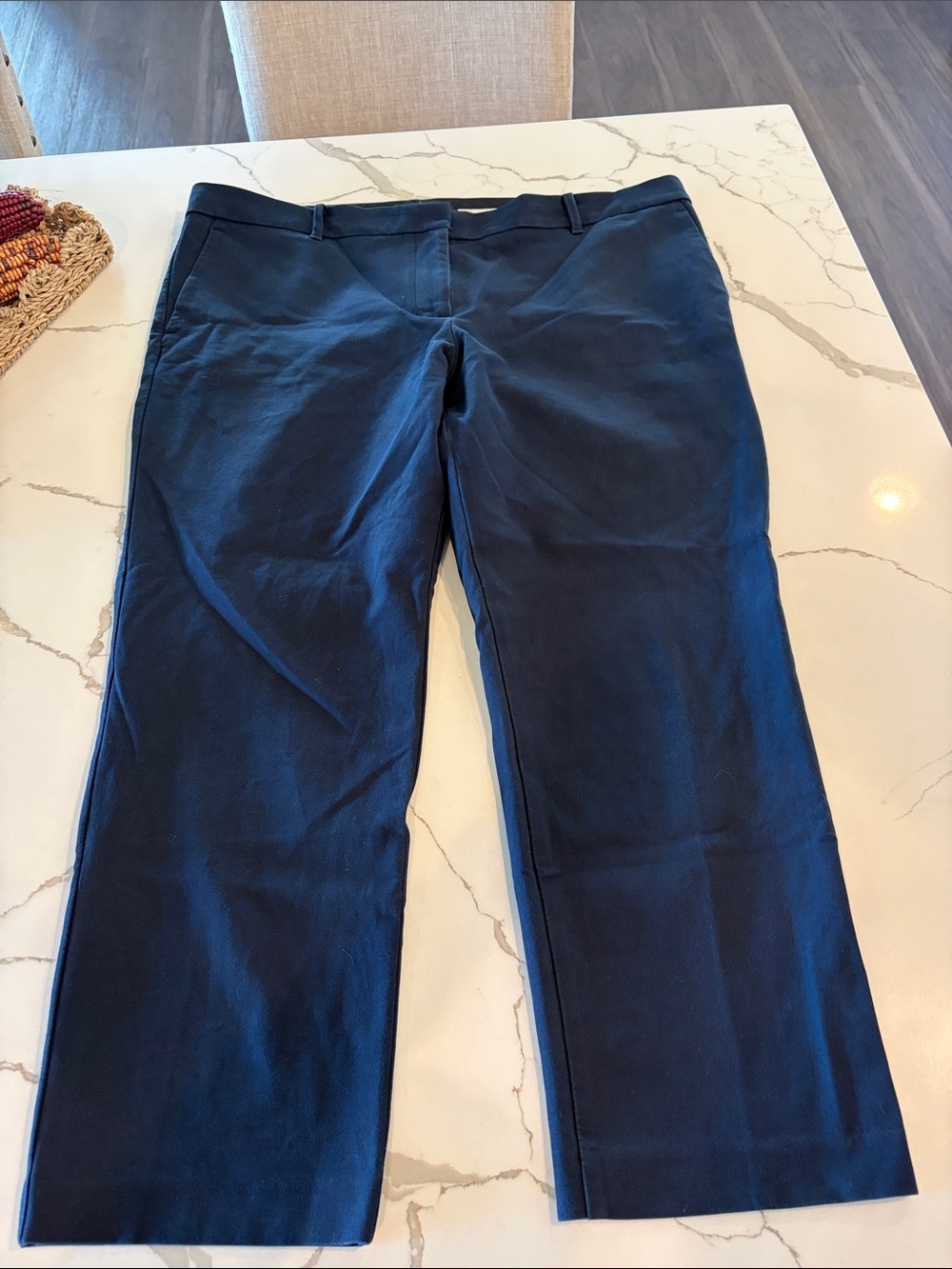 Ann Taylor Navy Cropped Straight-Leg Pants
